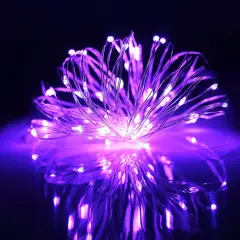 Perfect Holiday 100 LED Silver Copper Fairy Light Plug in Purple