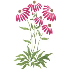 Cone Flowers Wall Stencil | 1682 by DS | Reusable Stencils |