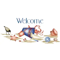Welcome Seashore Wall Stencil | 2551 by Designer Stencils | Word & Phrase Stencils | Reusable Art Craft Stencils for Painting on Walls, Canvas, Wood | Reusable Plastic Paint Stencil for Home Makeover | Easy to Use & Clean Art Stencil
