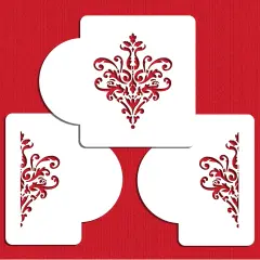 Lace Cake Stencil Set #2 | C363 by Designer Stencils | Cake Decorating Tools | Baking Stencils for Royal Icing, Airbrush, Dusting Powder | Reusable Plastic Food Grade Stencil for Cakes | Easy to Use & Clean Cake Stencil