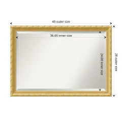Beveled Wood Bathroom Wall Mirror, Versailles Gold Frame