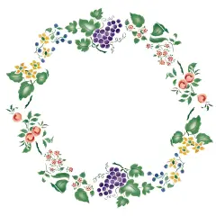 Fruit and Flower Circle Wall Stencil | 1582 by Designer Stencils | Floral Stencils | Reusable Art Craft Stencils for Painting on Walls, Canvas, Wood | Reusable Plastic Paint Stencil for Home Makeover | Easy to Use & Clean Art Stencil