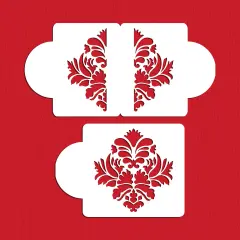 Damask Cake Stencil Tier #3 | C403 by Designer Stencils | Cake Decorating Tools | Baking Stencils for Royal Icing, Airbrush, Dusting Powder | Reusable Plastic Food Grade Stencil for Cakes | Easy to Use & Clean Cake Stencil