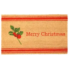 Merry Christmas Holly Berry Doormat
