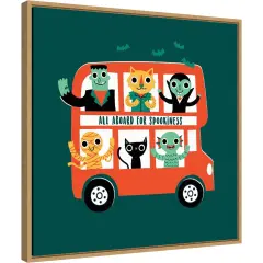 Spooky Bus by Michael Buxton 22-in. W x 22-in. H. Canvas Wall Art Print Framed in Natural