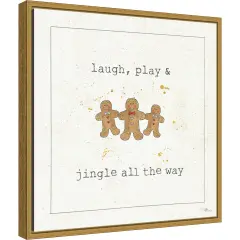 Christmas Cuties VI (Gingerbread) by Pela Studio Canvas Wall Art Print Framed Gold