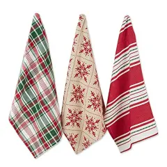 DII Asst Scandinavian Snowflakes Dishtowel (Set of 3)