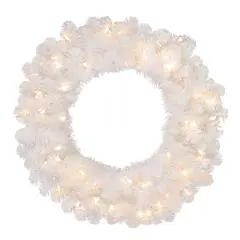 Perfect Holiday 30" Pre-Lit Christmas Crystal White Wreath