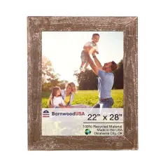 Rustic Farmhouse 22 in. x 28 in. Reclaimed Wood Picture Frame Brown