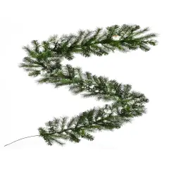 Perfect Holiday 6ft Snow Dusted Nulato Pine Garland With Silver Ornaments And Glitter Berry Cluster
