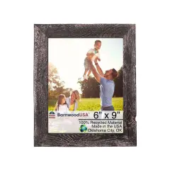 Rustic Farmhouse Standard 6 in. x 9 in. Tabletop Reclaimed Wood Picture Frame Black
