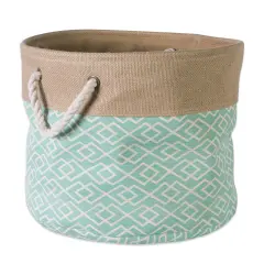 DII Burlap Bin Diamond Navy Round Medium