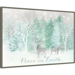 Peace on Earth Silver landscape by Cynthia Coulter 33-in. W x 23-in. H. Canvas Wall Art Print Framed in Grey