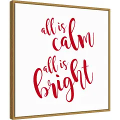 All is Calm Script Red by Amanti Art Portfolio 22-in. W x 22-in. H. Canvas Wall Art Print Framed in Gold