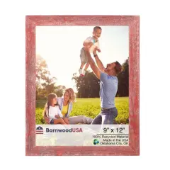 Rustic Farmhouse 9 in. x 12 in. Reclaimed Wood Picture Frame Red
