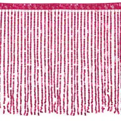 5 Yards of 17 3/4" Glitzy Slung Sequin Fringe Trim Fuchsia