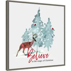Believe in Christmas by Amanti Art Portfolio 22-in. W x 22-in. H. Canvas Wall Art Print Framed in Grey