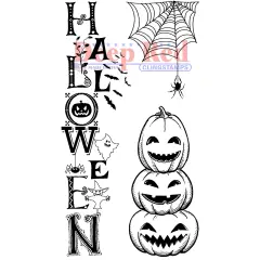 Deep Red Stamps Halloween Pumpkins Rubber Cling Stamp 2.1 x 4.2 inches