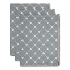 DII Gray Printed Trellis Paw Small Pet Towel (Set of 3)