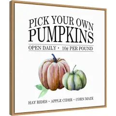 Pick Your Own Pumpkins by Amanti Art Portfolio 22-in. W x 22-in. H. Canvas Wall Art Print Framed in Natural