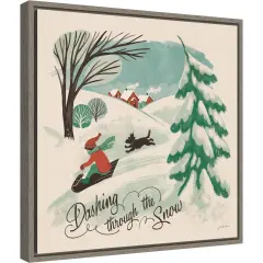 Winter Bliss IV Sled Dog by Janelle Penner Canvas Wall Art Print Framed