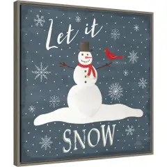 Christmas Cheer IV Let it Snow by Laura Marshall 22-in. W x 22-in. H. Canvas Wall Art Print Framed in Grey