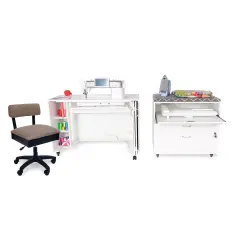 Kangaroo Sewing Furniture Studio Set: MOD XL with MOD Embroidery Arm Cabinet and Hydraulic Chair Bundle With Princess Hazel Chair