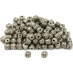 Barrel Bali Beads Antique Silver Plated Approx 100