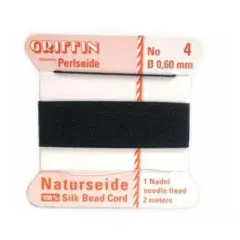 Silk Griffin Bead Stringing Cord #4 Black