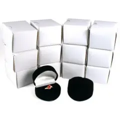12 Black Flocked Heart Ring Gift Jewelry Display Boxes