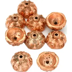 16g Bali Flower Bead End Caps Copper Plt 11mm Approx 8
