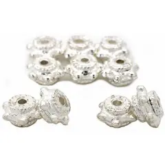 Beaded Rondelle Bali Beads Silver Plated 8mm Approx 10