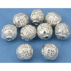 Round Bali Beads Silver Plated Beading 8mm Approx 8Pcs
