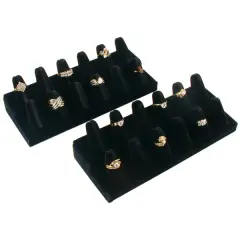 12 Finger Ring Display Black Velvet 8 1/4" 2Pcs
