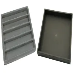 Black Open Square Stackable Jewelry Display Tray w/ Gray 5-slot Plastic Tray