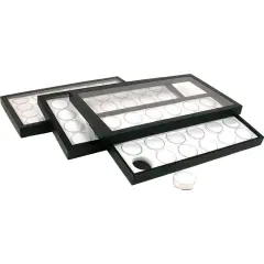 72 Gem Jars White Display Tray Travel Case Acrylic Lid