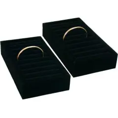 2 Black Cuff Bangle Bracelet Watch Insert Display Trays