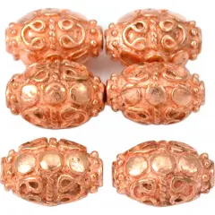 17g Bali Oval Barrel Beads Copper Plated 13mm Approx 6