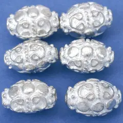 17g Bali Oval Barrel Beads Silver Plated 13mm Approx 6
