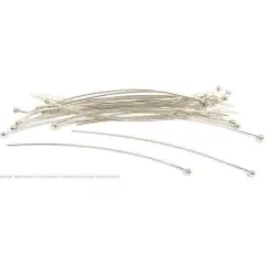 24 Head Pins Sterling Silver Jewelry Part Hat Stick Pin