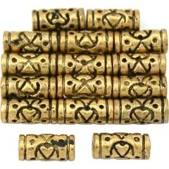15g Bali Heart Tube Beads Antq Gold Plt 9.5mm Approx 15