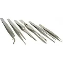 SE TW2-406 6-Piece Stainless Steel Tweezers Set for Hobby