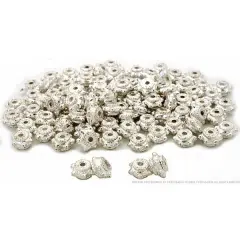 Beaded Rondelle Bali Beads Silver Plated 8mm Approx 100