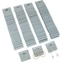 100 Soft Grey Sterling Silver Earring Cards 1.5x1.5"