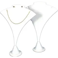 2 Necklace Earring White Leather Combo Showcase Display