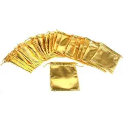 24 Pouches Gold Gift Bags Drawstring Wedding Jewelry 3"