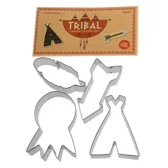 CookieCutter.com Tribal 4 Piece Cookie Cutters Set, Arrow, Teepee, Dream Catcher, Feather, Tin Plate Steel, USA