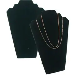 2 Black Velvet Padded 2 Tier Necklace Pendant Bust Showcase Displays 12.5"