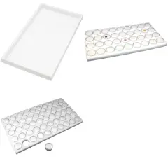4 White Plastic Stackable Jewelry Display Trays w/ White 36 & 50 Gem Jar Inserts