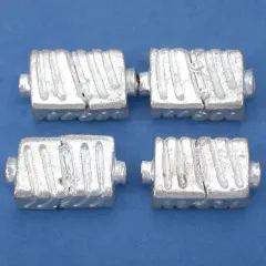 Fluted Rectangle Beads Silver Plated 17mm 15gr Approx 4